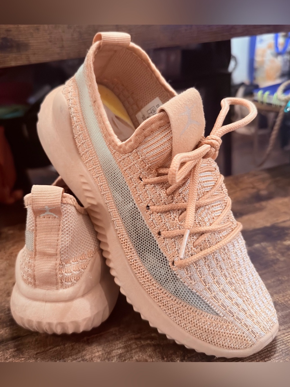 Danskin Peach Knit Women's Sneakers with Light Gray Stripe